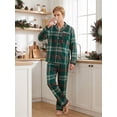 thumbnail image 4 of Family Matching Christmas Pajamas Set with Dog Green Red Plaid Button Down Long Sleeve Sleepwear, 4 of 10
