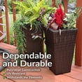 thumbnail image 4 of Sunnydaze 11" x 11" x 20" Square Brown Polyrattan Outdoor Planter with Liner 2-Count, 4 of 12