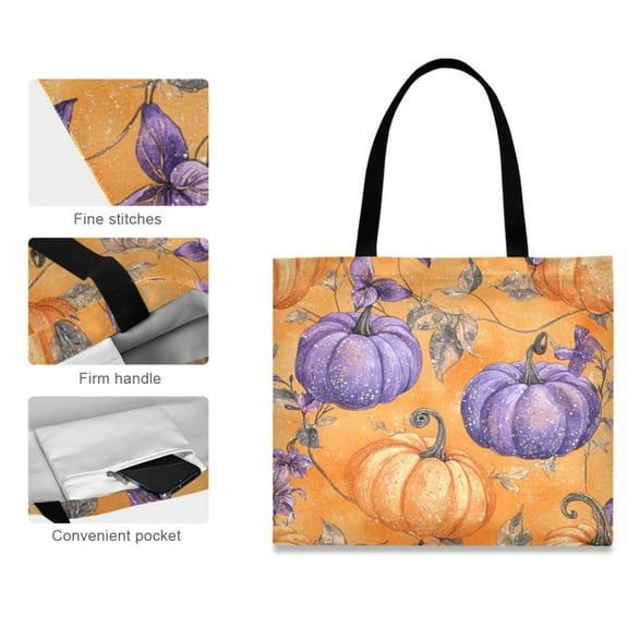 Canvas Tote Bag for Women Girls Design Print Vibrant Pumpkin Patch Delight Tote
