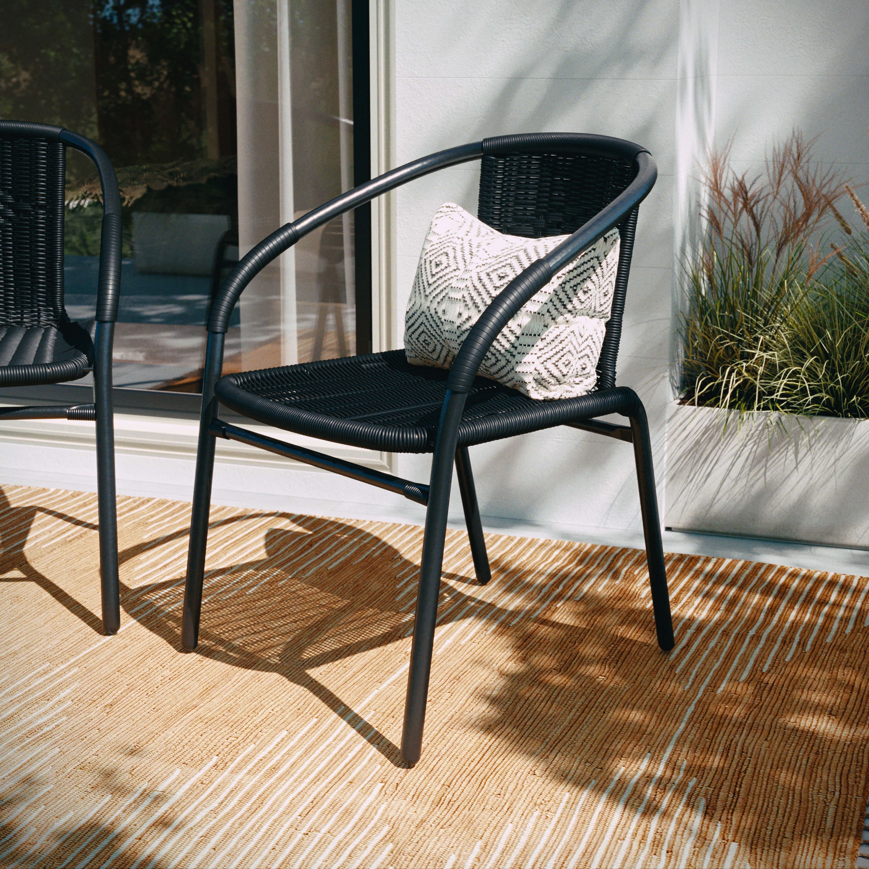 Flash Furniture Lila 2 Pack Gray Rattan Indoor Outdoor Restaurant