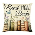 thumbnail image 3 of Book Lover Floral Pillow Cover, 18x18 Inch Letter & Vintage Book Decorative Cushion Case, Soft Breathable Polyester Throw Pillowcase for Reading Nook, Library, Living Room & Bedroom, C, 3 of 5