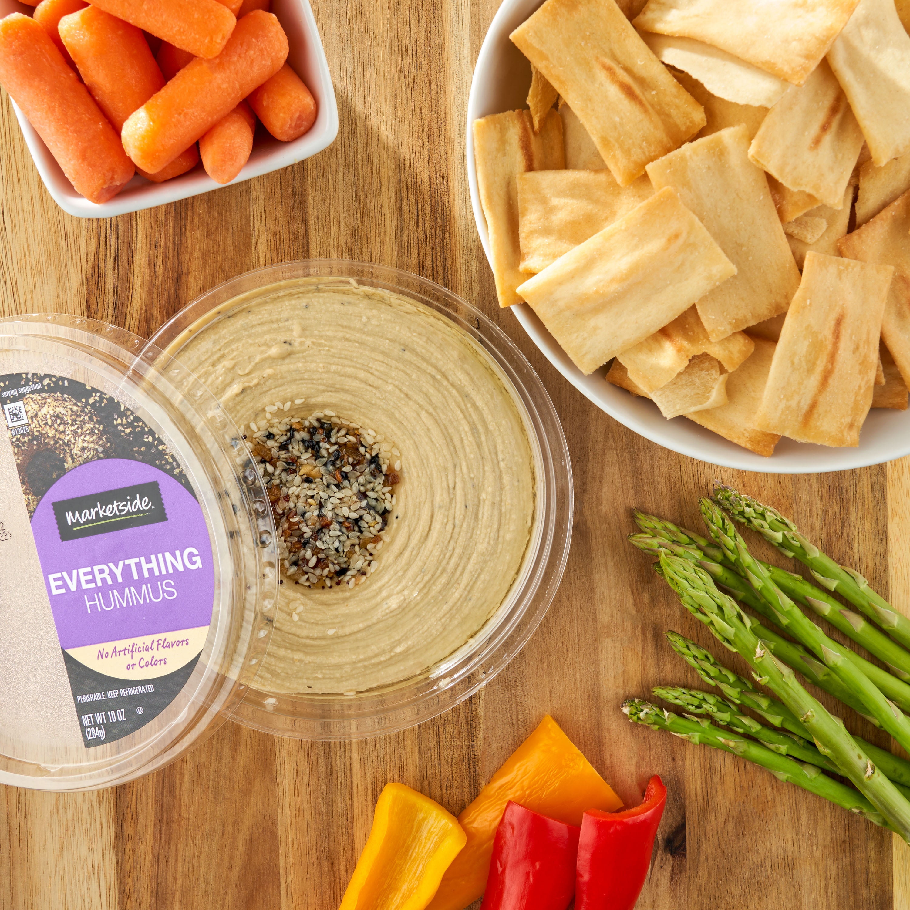Marketside Gluten-Free Everything Hummus 10 oz, Ready to Eat, Resealable Cup, 2 Tbsp. (28g) Servings