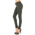 thumbnail image 3 of Auliné Collection Womens Solid Slim Fit Color Skinny Stretchy Ponte Pants Olive S, 3 of 4