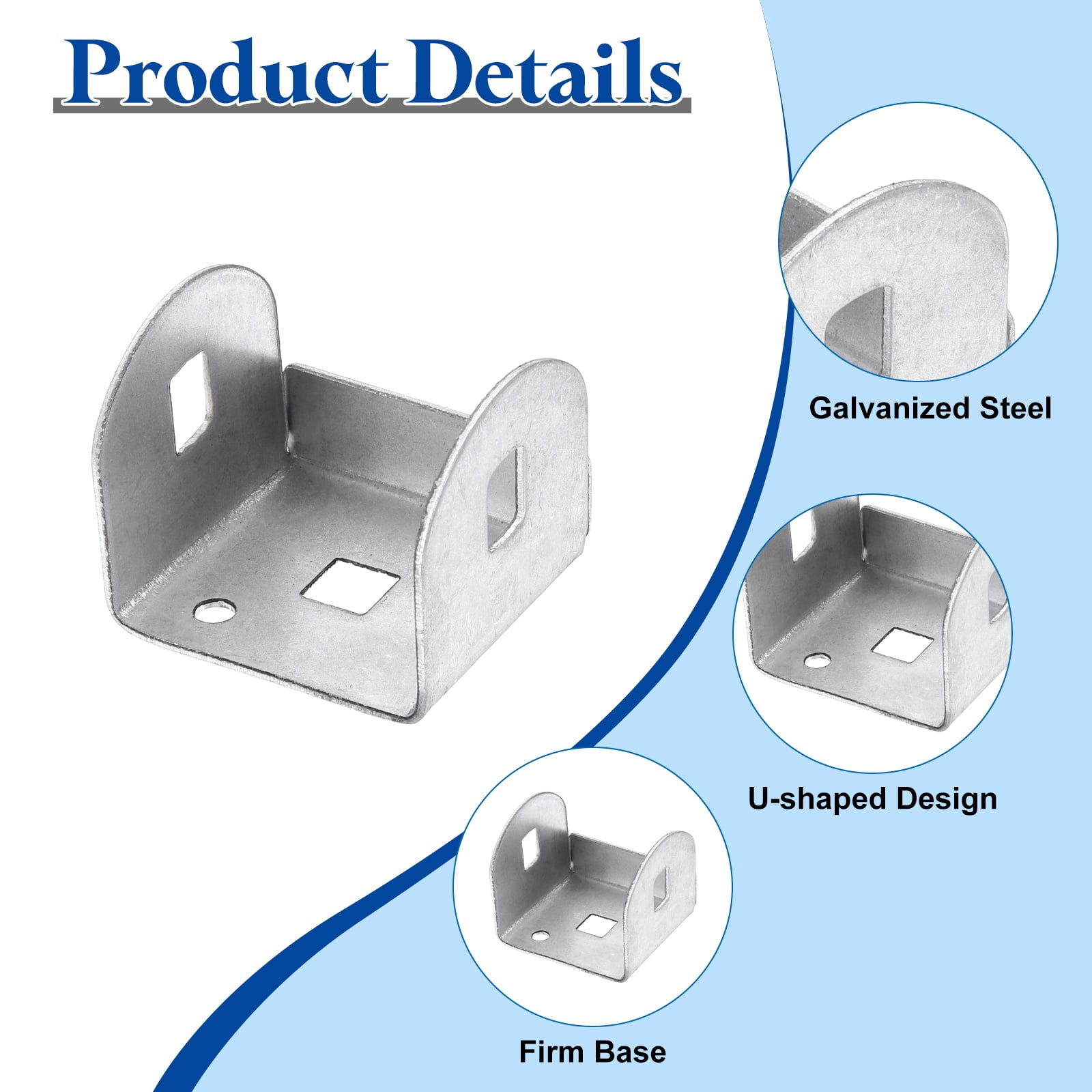 Uxcell 10 Pcs U Bracket for 1.63" Panels, 42 x 45 x 36mm Metal U Shaped Fasteners Brackets for Guardrail or Partitions Connection, Silver