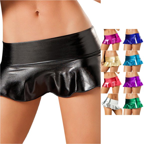Short Skirts for Women High Waisted Leather Pleated Solid Ruffle Skirt plus Size Swim Skirt