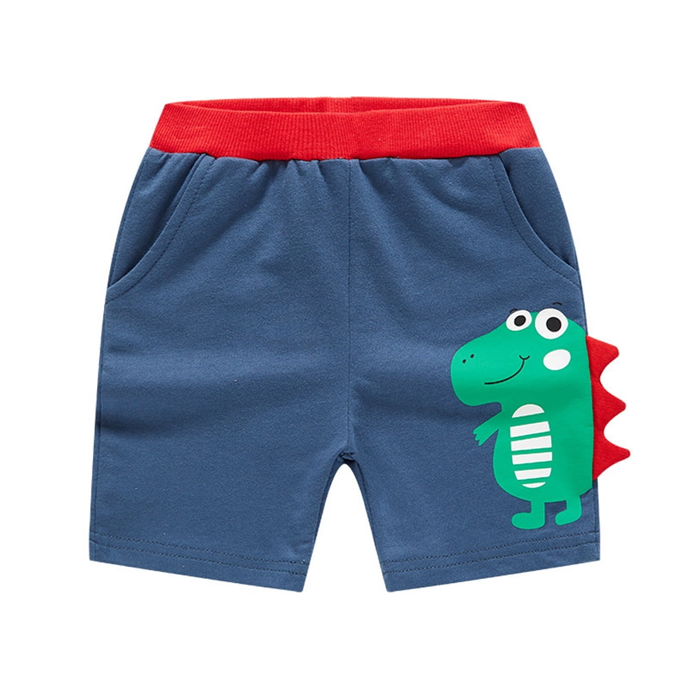 LYMAYTER Toddler Boys Summer Casual Shorts Kids Elastic Waist Cute Dinosaur Print Wear Shorts 2-9Y