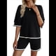 thumbnail image 2 of Conjuntos de Dos Piezas para Mujer: Jersey de Corta, Pantalones Anchos y Conjuntos de Viaje de Verano Negro XL, 2 of 10