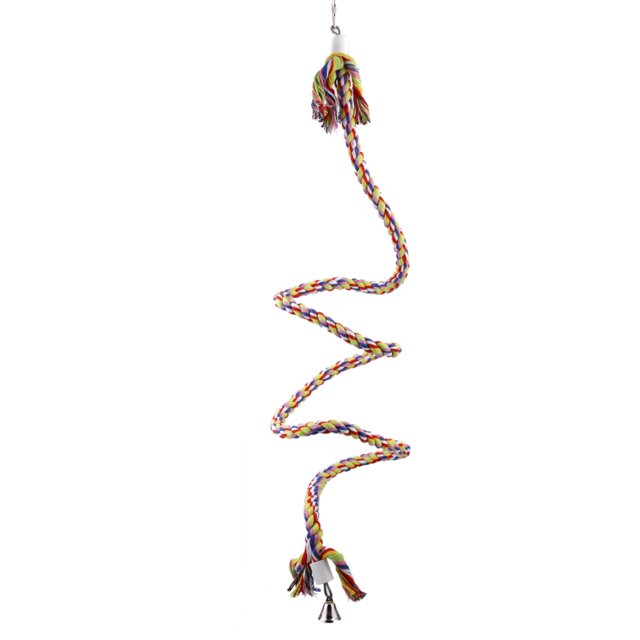 Juguete Campana de Animal de Loro Jaula de Pájaro Cuerda 1.1m Multicolor Sunnimix Cuerda de loro