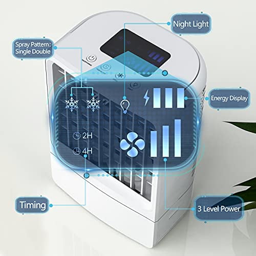 Personal Portable Air Conditioner with Battery for Camping 7 Colors Light Car Portable Air Conditioner Mini with Timing 4000mAh Battery Air Conditioner Portable