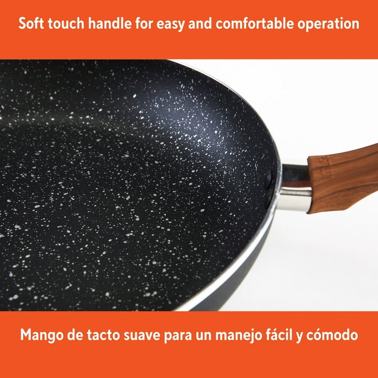 Im Usa 8in Black Stone Aluminum Nonstick Fry Pan with Wood Look