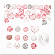 48Pcs Pink Acrylic Crackle Beads 20mm - Resin Rhinestone Beaded Imitation Pearl Spacer Beads - Jewelry Making Supplies