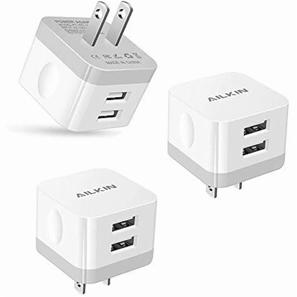 wonima02 3Pack USB Wall Charger Plug, 2.4A Dual Port USB Adapter Power Cube Fast Charging Station Box Base for iPhone 17 Air 16e 16 15 14 13 12 Pro Max SE 11 XR XS X/8, Samsung, Phones Charge Block