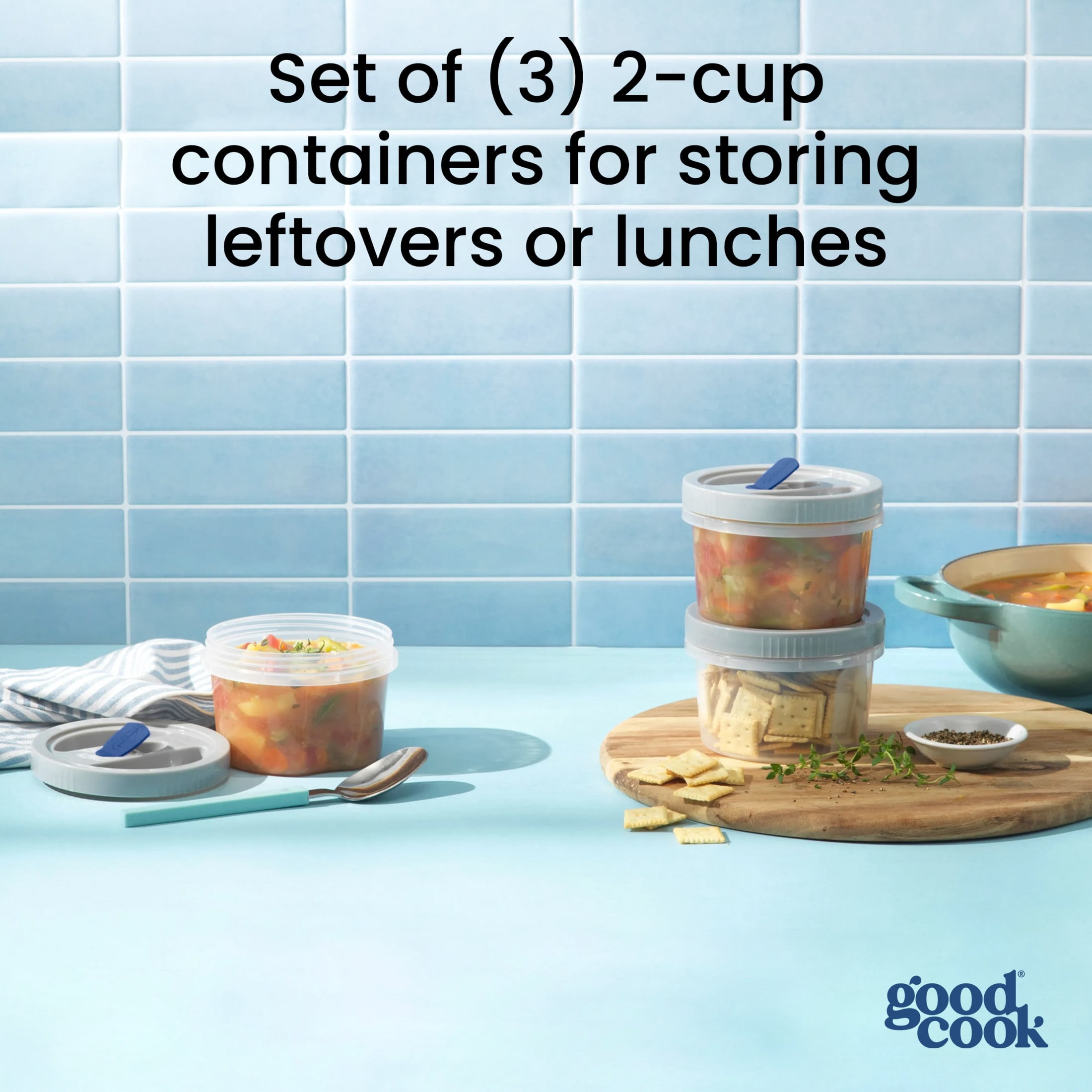 GoodCook Twister 6 Piece 16oz Food Storage Container Set with Vented Lids Made without BPA