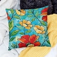 thumbnail image 2 of BANET Square Decorative Soft Throw Pillow Covers for Chair, Deco Indoor(Hand Painting Red Flowers) White, 2 of 5