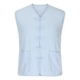 thumbnail image 3 of Nnhblu Mens Undershirts V-Neck Sleeveless Cotton Linen Waistcoat Vest Sky Blue XXXL, 3 of 9