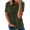 thumbnail image 1 of Womens Striped Color Block Short Sleeve Causal Blouses T Shirts Tops, 1 of 6