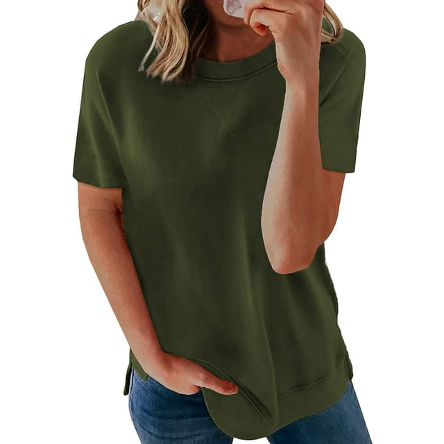 Womens Striped Color Block Short Sleeve Causal Blouses T Shirts Tops