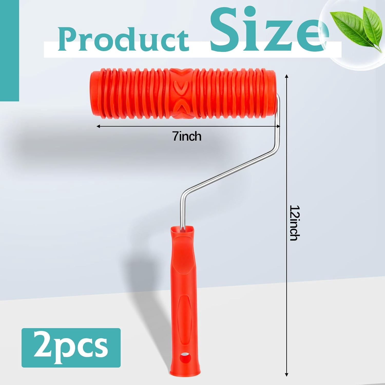 ABPETE 2 Pcs 7'' Texture Roller Pattern Paint Roller for Wall Decoration Classic Rubber Roller Texture Roller Tool to Add Design to Thick Slurry Elastomeric Coatings, Not Paint Rollers (Eg300t)