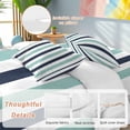 thumbnail image 3 of Turquoise Navy Blue Striped Queen Duvet Cover Set, Modern 4 Piece Microfiber Bedding Set with Zipper Closure, Bed Sheet and 2 Pillow Shams, Soft Bedding Cover, 3 of 9