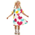 thumbnail image 1 of Zpanxa Robes d'Été pour Filles Décontractées à Manches Courtes Col Rond Imprimé Robe en Polyester Spandex Rose Vif 7 Ans, 1 of 7