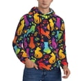 thumbnail image 2 of Wukai Colorful Cats Print Men Hoodies Fleece Sweatshirts Long Sleeve Sweaters Pullover Fall Outfits Winter Clothes-Small, 2 of 7