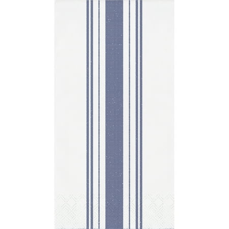 Navy Ticking Stripe Dinner Napkins, 48 Count