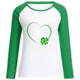 thumbnail image 4 of St. Patrick's Day Tshirt Women Clover Print Sweatshirt Long Sleeve Raglan Tees Baseball Tops Gift for Women, 4 of 6