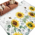 thumbnail image 2 of Rectangle Area Rug 6x9ft,Watercolor Sunflower Green Eucalyptus Leaves Washable Carpet Non-Slip Runner Accent Rugs Indoor Floor Mat for Bedroom Living Room Decor,Farm Plant on White, 2 of 9