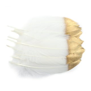 Buy 30 Pack, Glitter Gold Tip White Real Turkey Feathers