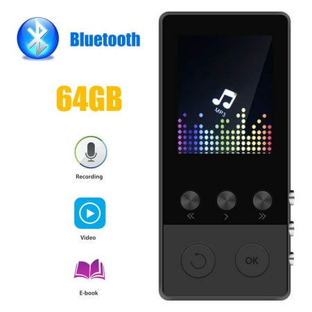 TSV MP3 Player with Bluetooth ,8G Bulit-in Memory Music Player Multifunction MP3 Player, Support FM Radio Voice Recorder E-Book Video