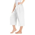 thumbnail image 3 of Diufon Linen Capris for Girls Summer Palazzo Smocked High Waist Capri Pants Beach Vacation Pants with Pockets, 3 of 7