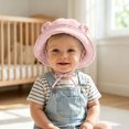 thumbnail image 5 of PureCasa Baby Summer Sun Hat for 0-3 Years Infant Boys Girls Comfortable Breathable Outdoor Hat Toddler Cotton Bucket Hats with Straps, 5 of 7