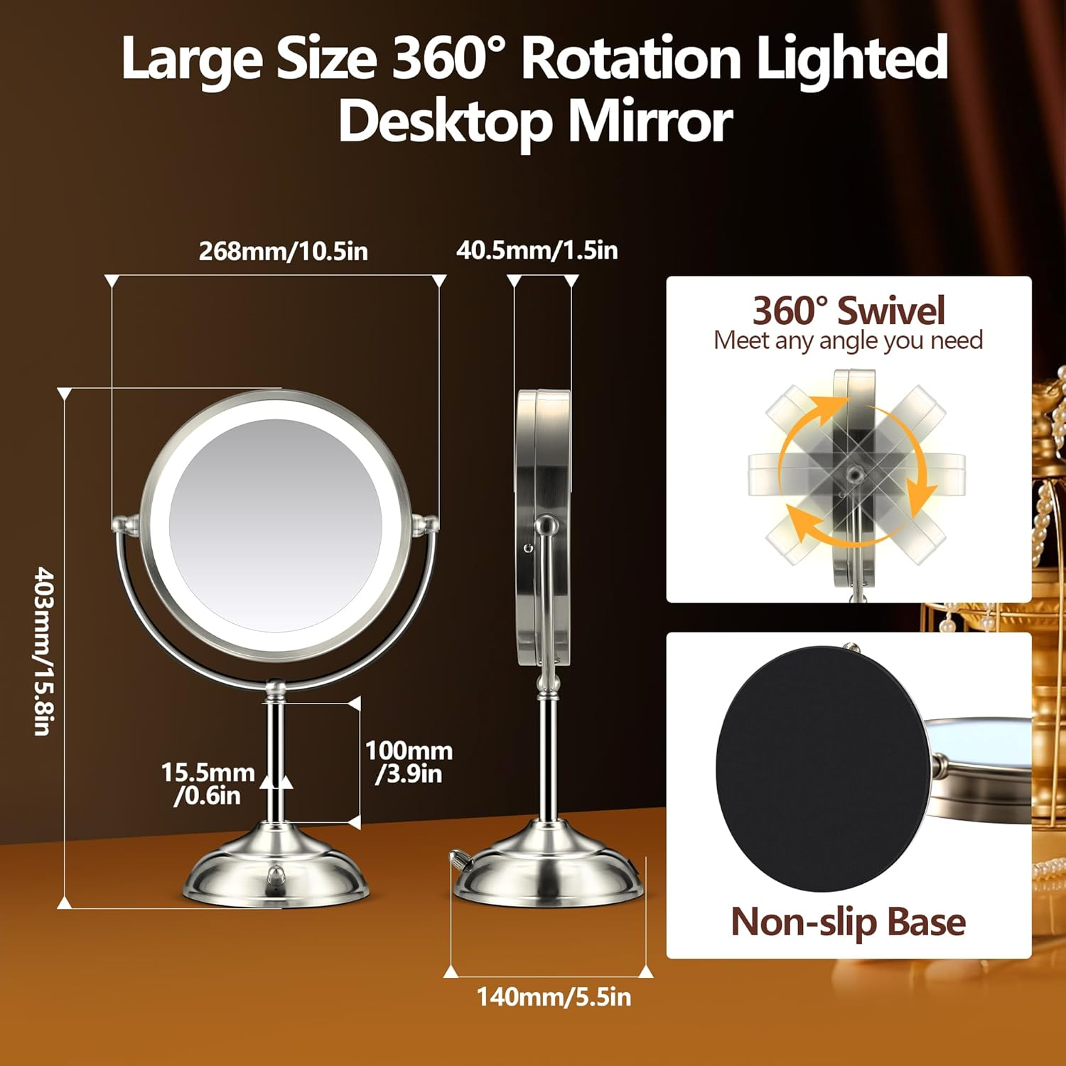 BBeauty Planet 20x Lighted Makeup Mirror Rechargeable 8.6" photo 3