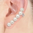 thumbnail image 2 of Primal Silver Sterling Silver Rhodium-plated 5-6mm White Freshwater Cultured Pearl Ear Climber and Cuff Earrings, 2 of 5