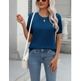 thumbnail image 5 of Zeagoo Womens Summer Short Sleeve Tops Crew Neck Lightweight Pullover Sweaters Loose Dressy Casual Blouse, 5 of 6