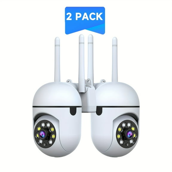 2-Pack 2MP Security Cameras - 355° Pan/Tilt, Color Night Vision, 2-Way Audio, AI Motion Detection, WiFi 2.4G, Cloud/SD Storage, USB Powered for Home Security