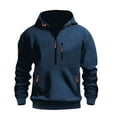 thumbnail image 2 of GrmtClth Mens Hoodie Half Zip Sweatshirt Fashion Long Sleeve Pullover Tops Fall Winter Workout Drawstring Hooded Outerwear with Pockets Navy L, 2 of 3