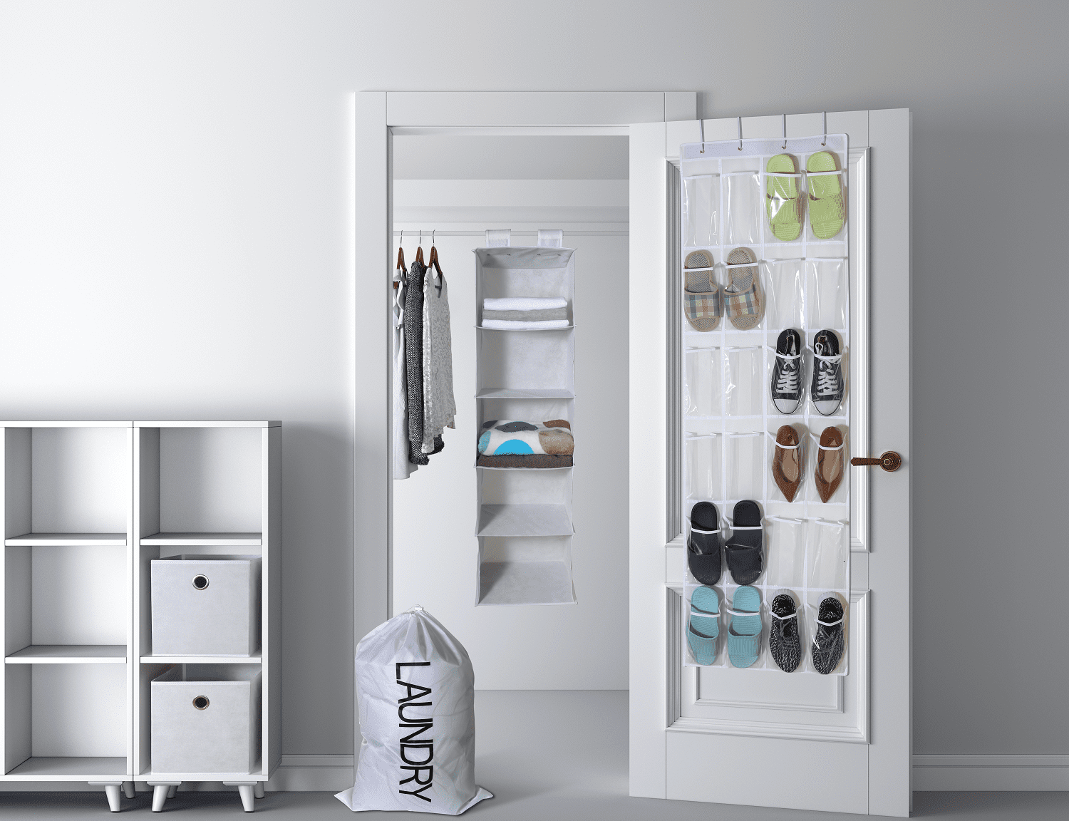 Mainstays 5pcs Closet Set Organizer, Arctic White