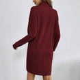 thumbnail image 7 of qelini Turtleneck Dresses for Women Long Sleeve Solid Dropped Shoulder Mini Sweater Dress Winter Warm Dresses, 7 of 7