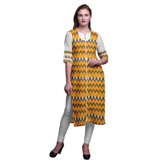 Bimba Tunique d'Été pour Femmes à Manches 3/4 Imprimée Kurtis Droits Longs Indiens
