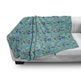thumbnail image 2 of Animal Soft Flannel Fleece Throw Blanket, Colorful Pattern of Various Jungle Animals in a Tropic Setting, Cozy Plush for Indoor and Outdoor Use, 70" x 90", Deep Sky Blue Multicolor, by Ambesonne, 2 of 5