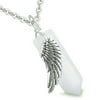 Angel Wing Archangel Zadkiel Magic Crystal Point Snowflake Quartz Pendant 22 Inch Necklace
