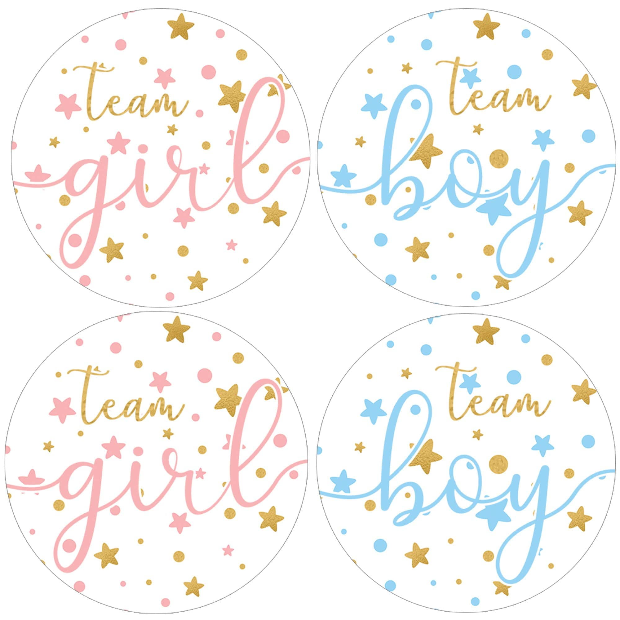 Twinkle Twinkle Little Star Gender Reveal Party - Team Boy or Girl - 40 Stickers - Pink or Blue - Distinctivs