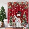 thumbnail image 4 of Christmas Red Snowman Shower Curtains for Bathroom, Xmas Tree Poinsettia Balls Winter Waterproof Fabric Shower Curtain for Bathroom Bathtub Decoration, Machine Washable, 60"x72", 4 of 9
