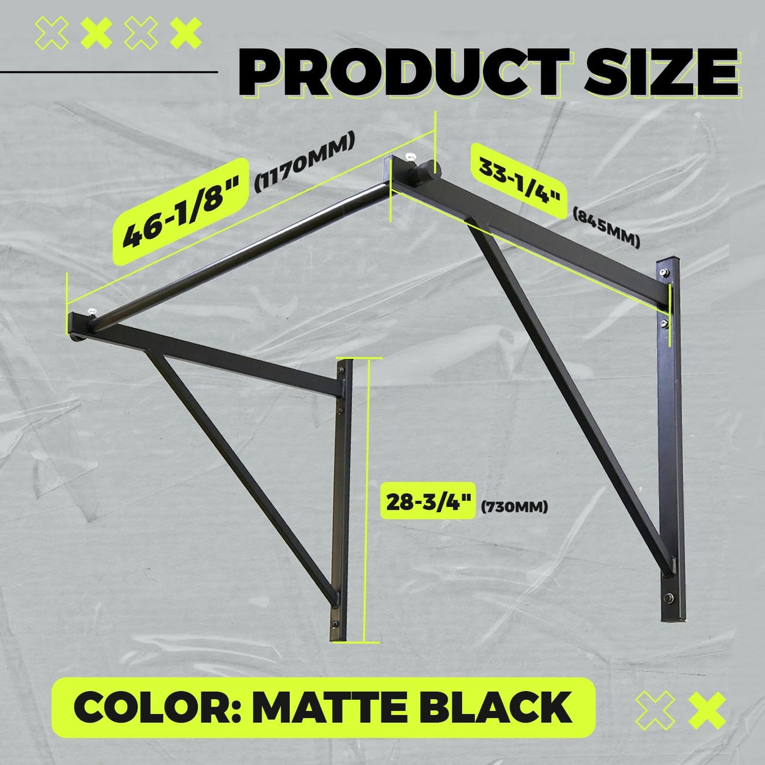 Kojem Pull up Chin Up Bar Gym Workout Fitness Training 50'' Heavy Duty Wall Mounted Home Mount Fitness 500lbs