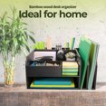 thumbnail image 5 of MissionMax Black Bamboo Organizer with attached Upright File Holders, Paper Tray & Storage Bins, 5 of 7