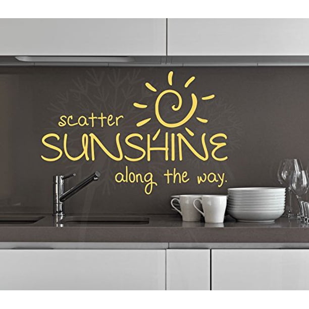 Scatter Sunshine Along The Way Inspirational Wall Art Decals Vinyl Lettering Stickers Home Decor Quote 23x15 Inch Buttercream Walmart Com Walmart Com