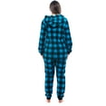 thumbnail image 3 of Just Love Buffalo Plaid Adult Onesie Sherpa Lined Hoody One Piece Pajamas (Turquoise Buffalo Plaid, XX-Large), 3 of 4