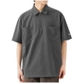 thumbnail image 2 of JDQJBZ T-Shirts Graphiques pour Hommes Couleur Unie Manches Courtes Col Rabattu Chemise Décontractée avec Poche Fermeture Éclair, 2 of 5