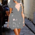 thumbnail image 1 of Vestido corto camisola con lentejuelas y plumas para mujer, vestido de fiesta sexy con cuello en V profundo, 1 of 5